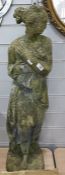 Garden ornament reconsisted stone figure of a Grecian girl