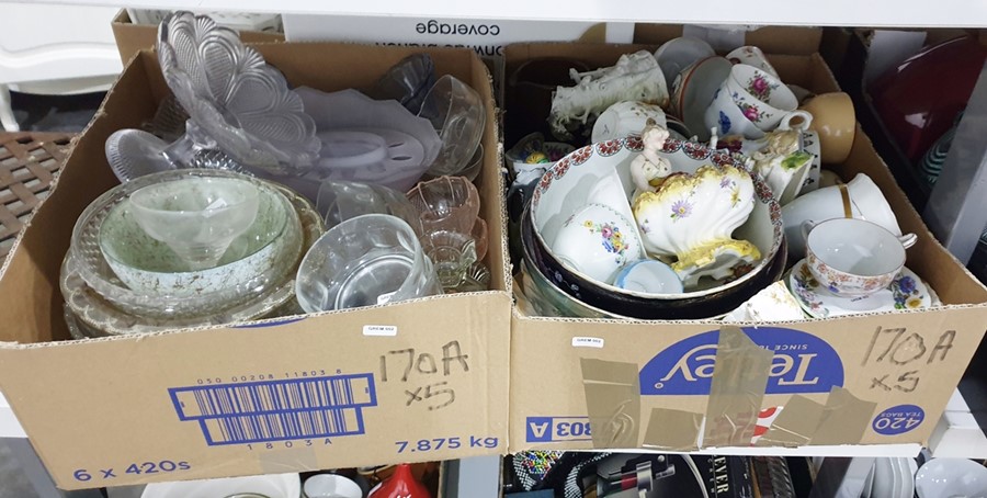 Five boxes of assorted items, ceramics and glassware including champagne saucers, Royal Doulton - Image 2 of 2