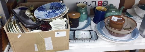 Mixed lot of ceramics to include Denby stoneware jug and teapot, bowls, plates etc (1 box plus)