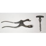 Lund Lever with Associates corkscrew, marked Lund, London, the lever marked Lund Patentee, London