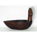 Carved hardwood bowl in the form of a swan