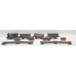 Hornby '0' gauge tinplate clockwork type 40 locomotive with various track and rolling stock (1 box)