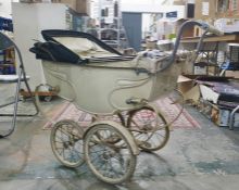 Silver Cross doll's pram in cream tinplate with black hood