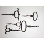 Five assorted iron pull corkscrews (5)