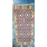 Vegetable dye wool chobi kelim runner, 148cm x 66cm