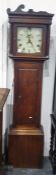 Mid 19th century 30-hour longcase clock in plain oak case, of small proportions, the hood with plain