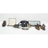 Black bakelite dial phone (damaged), EPNS boxed sets of knives, carving knife and fork, fish