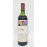 Bottle of 1975 Chateau Mouton Rothschild red wine