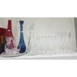 Good quality cut glass suite of eight champage flutes, eight wines, two further wines, a matching