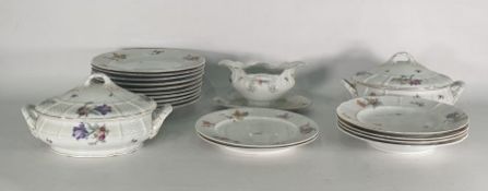 Rosenthal Bavaria porcelain part dinner service comprising twelve dinner plates, a pair of tureens