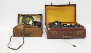 Interesting lot of old cameras, lenses, wooden-framed focusing screen, Ilford plates, etc, all in