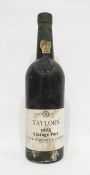 Bottle of Taylors 1975 vintage port, label complete as is the wax capsule