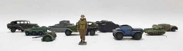 Small quantity of Dinky diecast military vehicles and other items (1 box)