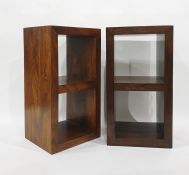 Pair of Eastern hardwood side tables as two tier shelving units (2)  Condition ReportThe