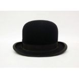 Gent's black bowler hat marked 'Finest Finish London, British make', size 7