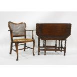20th century oak gateleg table and a low armchair (2)