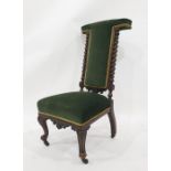 19th century mahogany prie dieu chair in green upholstery