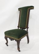 19th century mahogany prie dieu chair in green upholstery