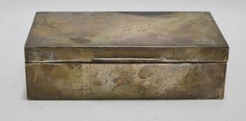 Silver mounted cigarette box, rectangular, 16cm wide