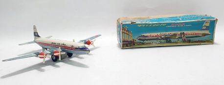 Mid 20th century Japan Airlines tinplate model aeroplane, JA6301, boxed   Condition Report nose to