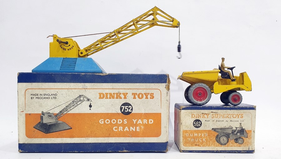 Dinky Supertoys 562 Dumper Truck, and a Dinky Toys 752 Goods Yard Crane