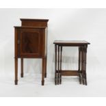 19th century mahogany pot cupboard and a nest of three tables (4)