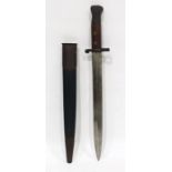 WWI bayonet in metal and leather sheath  Condition ReportThe bayonet is 45.5 cm overall. It has