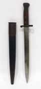 WWI bayonet in metal and leather sheath  Condition ReportThe bayonet is 45.5 cm overall. It has