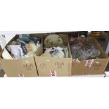 Five boxes of assorted items, ceramics and glassware including champagne saucers, Royal Doulton