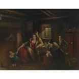 19th century style  Oil on panel  Figures in interior, unsigned, 18.5cm x 24cm