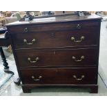 19th century mahogany bachelors chest, the rectangular top with applied moulded edge, brushing slide