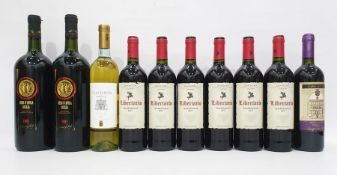 Six bottles Libertario Tempranillo of Spain 2017, two magnums of Nero D'Avolo Sicilian Red 2005