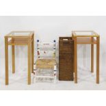 Pair of side tables, a child's chair and a stick stand (4)