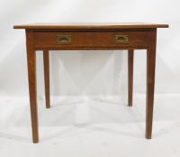 20th century oak single drawer side table on square section supports, 90.5cm x 77cm