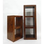 Modern Eastern hardwood three-tier shelving unit and two-tier shelving unit (2)  Condition ReportThe