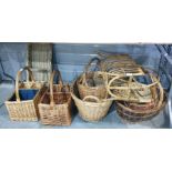 Two picnic baskets with bottle sections, magazine rack, etc (9)