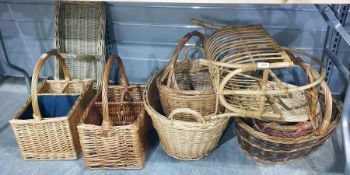 Two picnic baskets with bottle sections, magazine rack, etc (9)