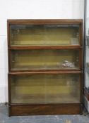 20th century mahogany sectional bookcase with sliding glass doors (three sections), 84cm x 110cm