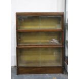 20th century mahogany sectional bookcase with sliding glass doors (three sections), 84cm x 110cm