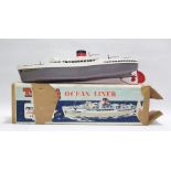 Triang plastic model ocean liner, clockwork and to scale, with original box