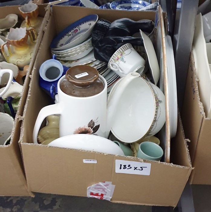 Mixed lot of various ceramics in five boxes to include some commemorative mugs plus several large - Image 3 of 3