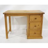 20th century pine dressing table with three assorted drawers