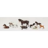 Collection of eight various Beswick horses and ponies together with a Royal Grafton fine bone