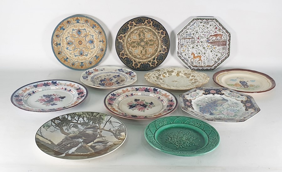 Collection of eleven various continental and other decorative plates to include handpainted