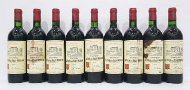 Nine bottles from the Haut-Medoc Chateau La Tour de Haut-Moulin Cru Bourgeois 1976