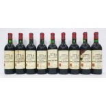 Nine bottles from the Haut-Medoc Chateau La Tour de Haut-Moulin Cru Bourgeois 1976