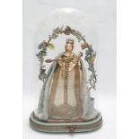 Probably late 19th Century wax figure of Madonna, the whole within a glass domeCondition
