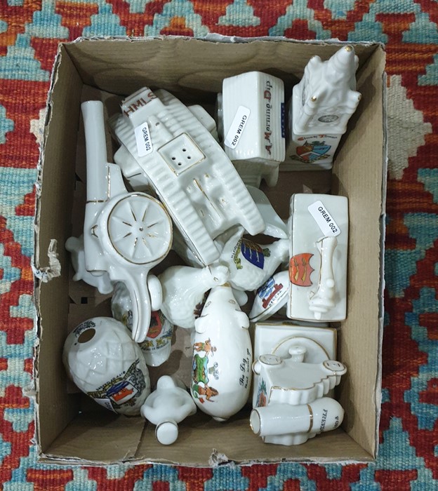 Box comprising a collection of Carltonware crested china