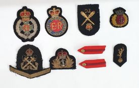 Collection of military badges including Royal Horse Guards, Rifle Brigade and Royal Navy