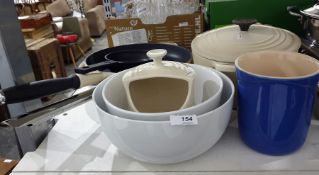 Le Creuset oval casserole with lid, Le Creuset salt pig and various further kitchenware  Condition